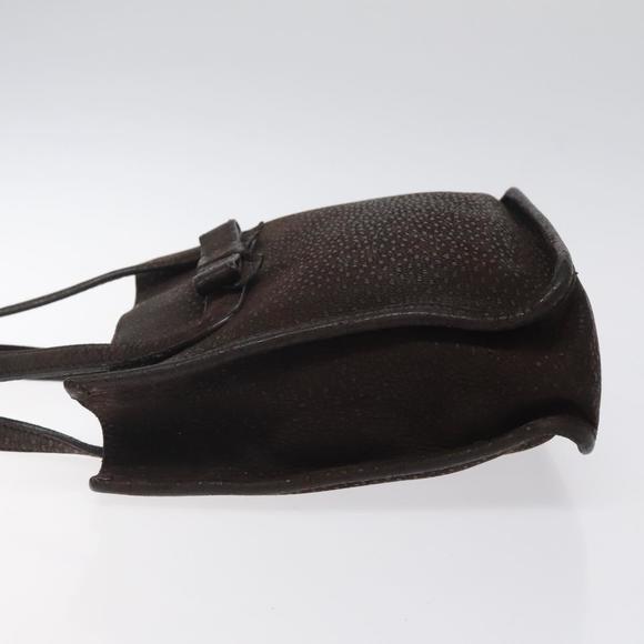 PRADA Hand Bag Leather Brown Silver Auth yk18137